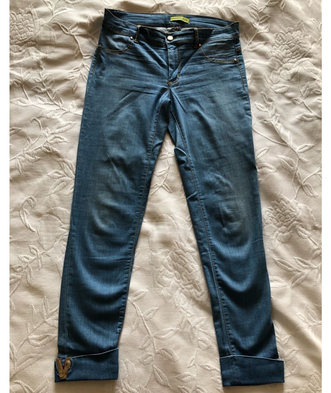 VERSACE JEANS COUTURE Голубые хлопко-эластановые джинсы слим, фото 9
