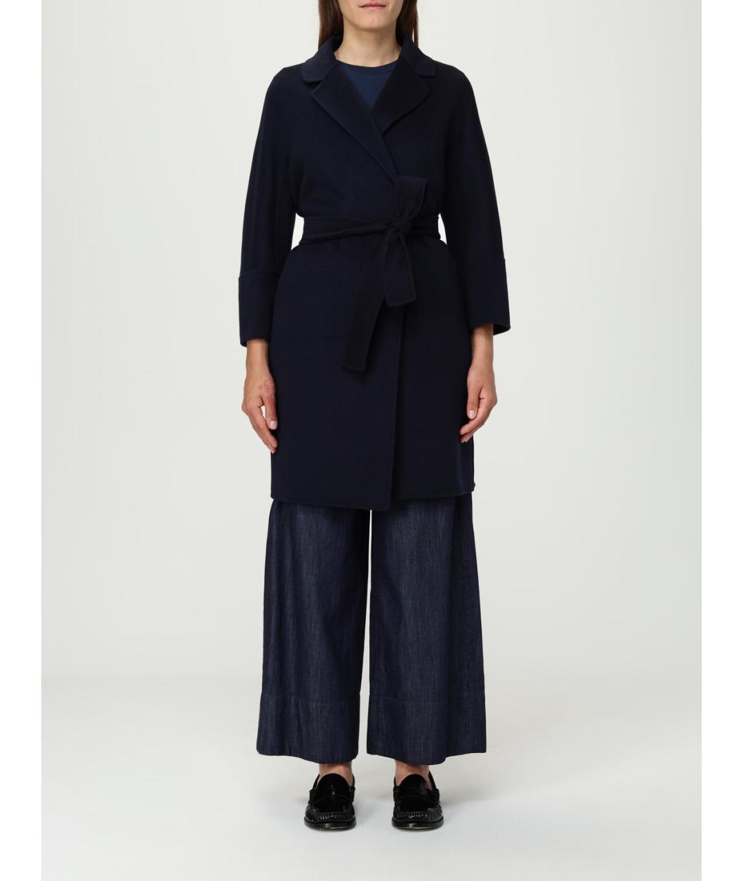 'S MAX MARA Темно-синее шерстяное пальто, фото 2