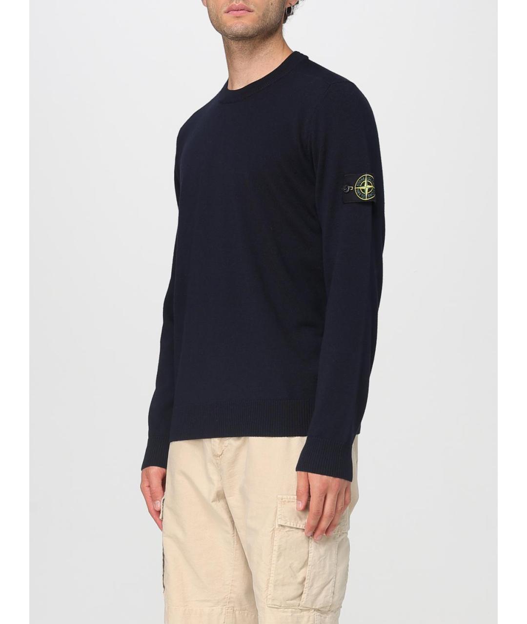 STONE ISLAND Темно-синий шерстяной джемпер / свитер, фото 4