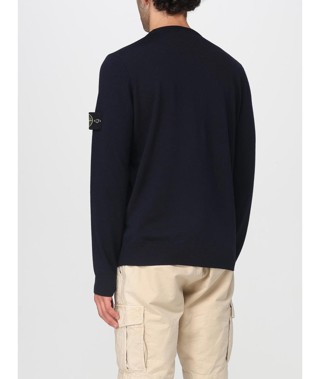 STONE ISLAND Темно-синий шерстяной джемпер / свитер, фото 3