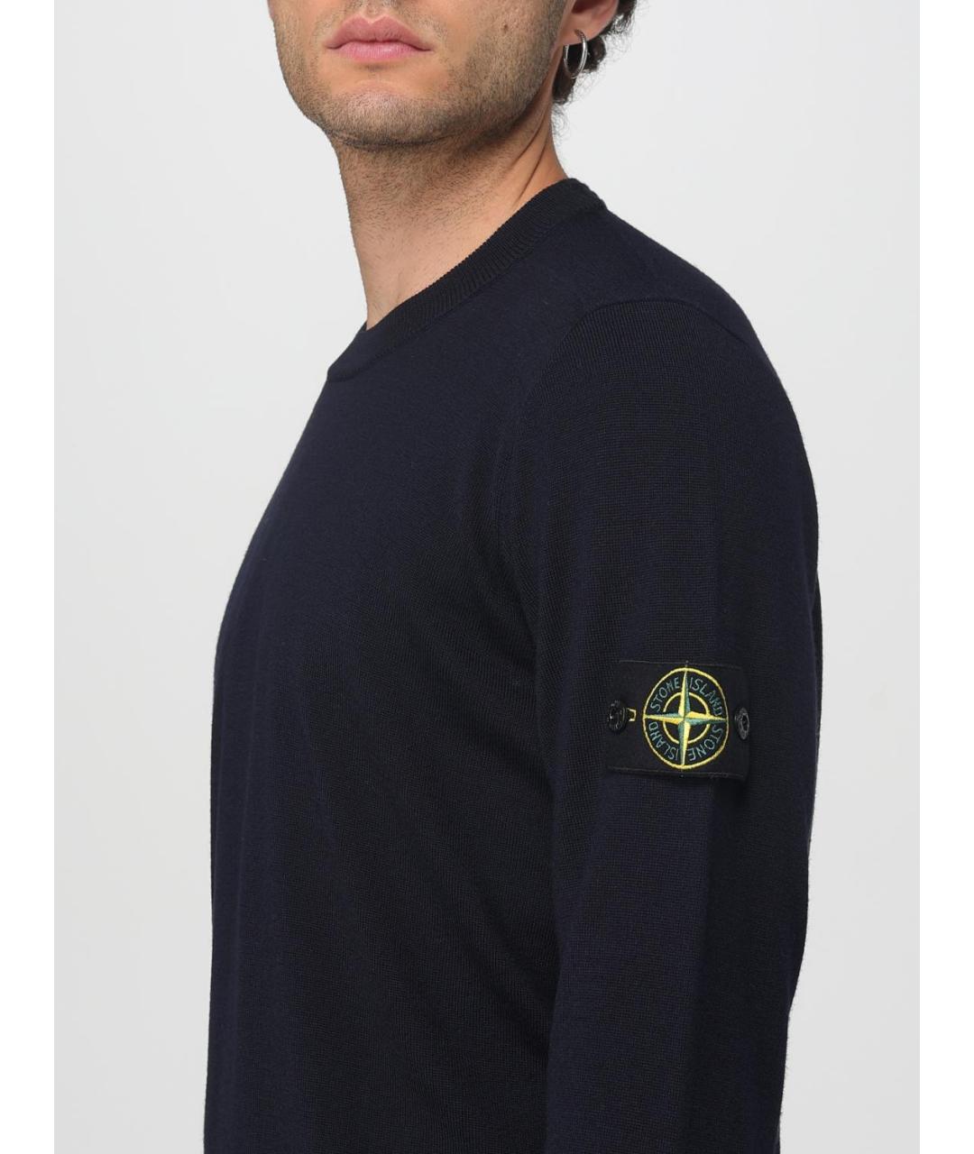 STONE ISLAND Темно-синий шерстяной джемпер / свитер, фото 5
