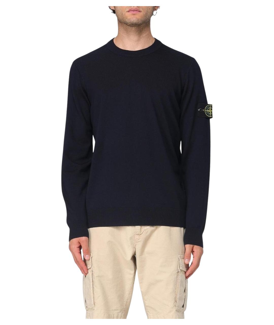 STONE ISLAND Темно-синий шерстяной джемпер / свитер, фото 1