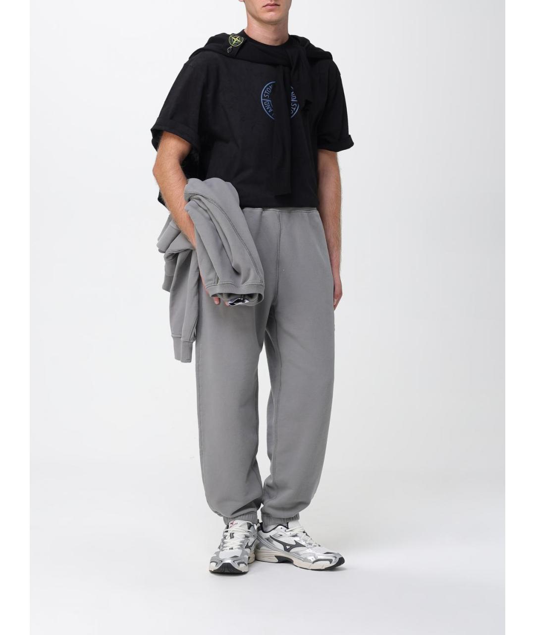 STONE ISLAND Серые хлопковые повседневные брюки, фото 3