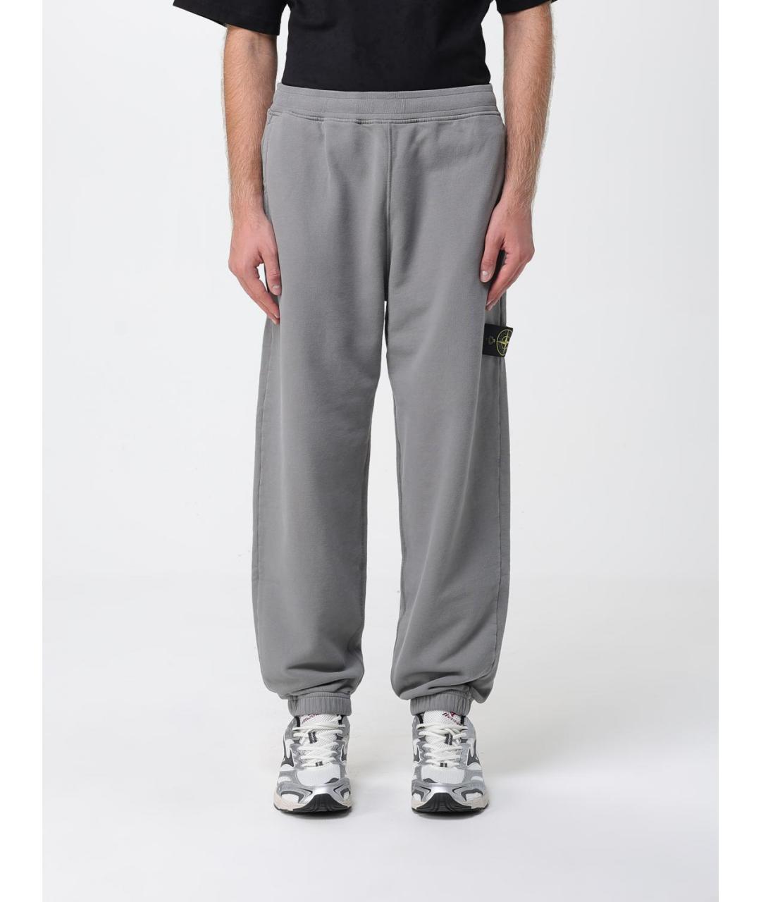 STONE ISLAND Серые хлопковые повседневные брюки, фото 2