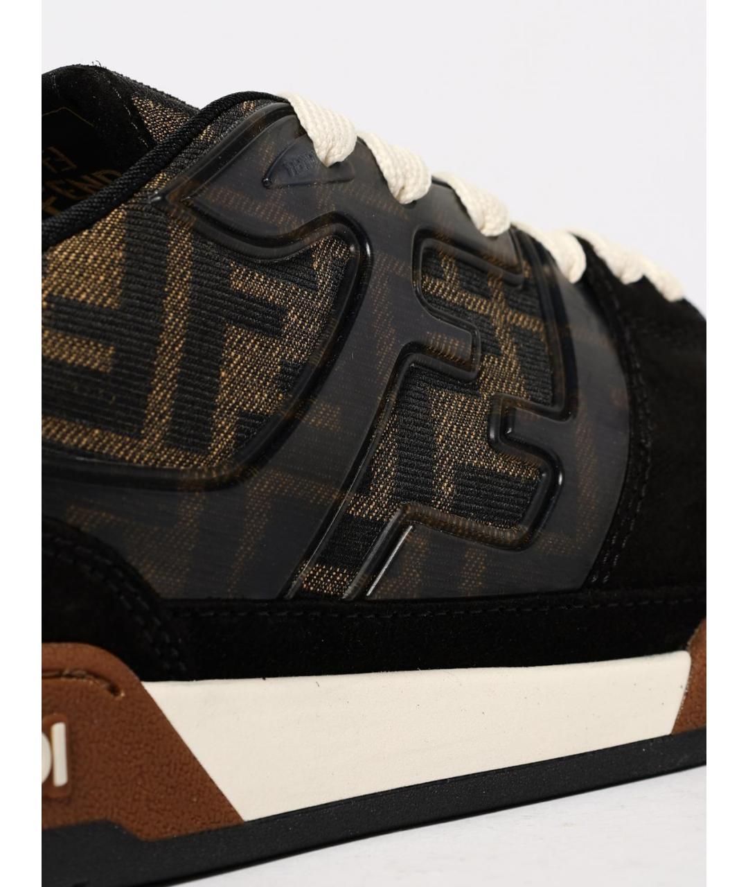FENDI Коричневые текстильные низкие кроссовки / кеды, фото 4