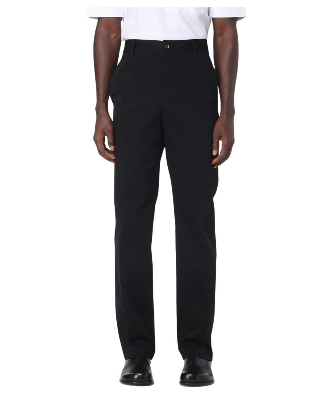 FENDI Черные хлопко-эластановые повседневные брюки, фото 1