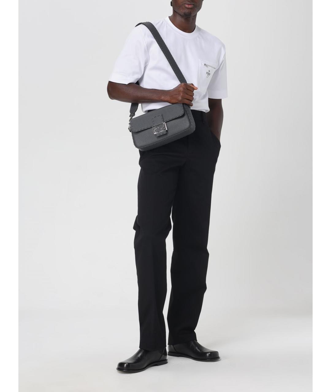 FENDI Черные хлопко-эластановые повседневные брюки, фото 2