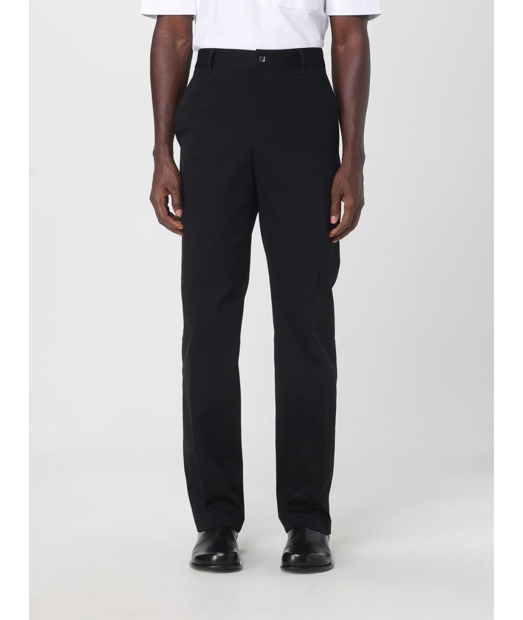 FENDI Черные хлопко-эластановые повседневные брюки, фото 6