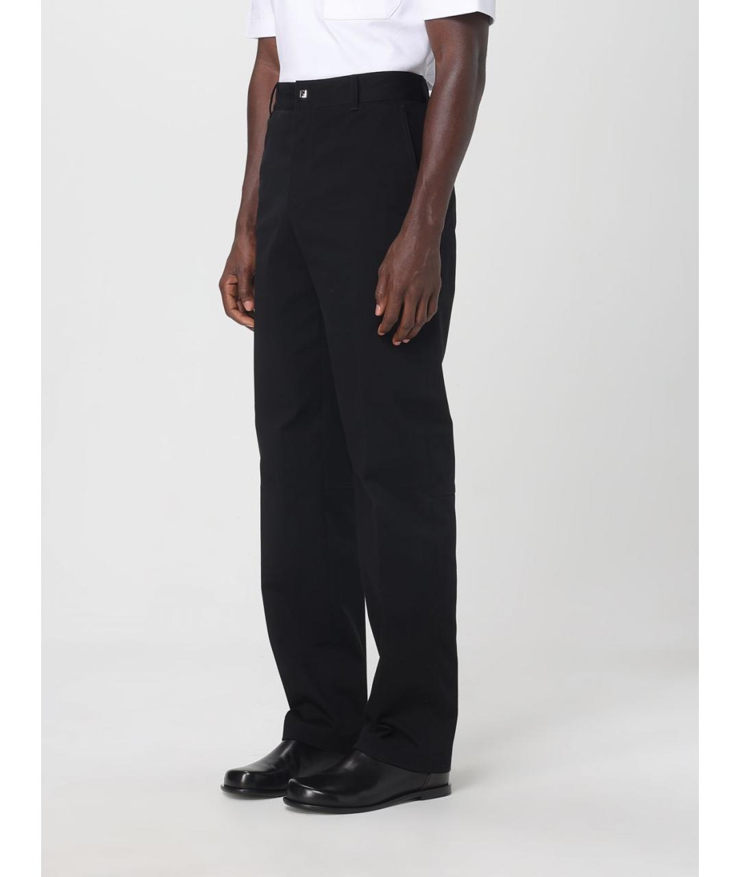 FENDI Черные хлопко-эластановые повседневные брюки, фото 4