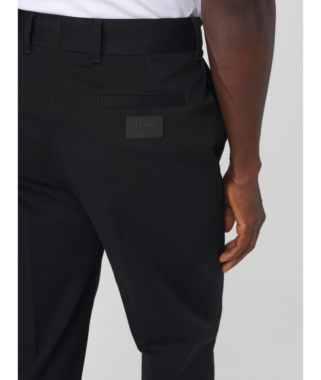 FENDI Черные хлопко-эластановые повседневные брюки, фото 5