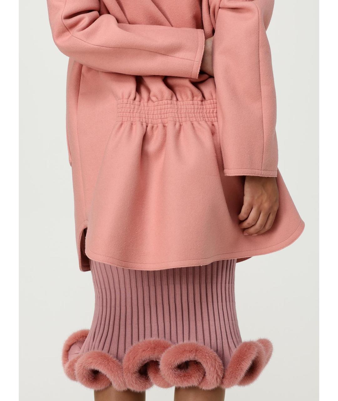 FENDI Розовое шерстяное пальто, фото 6