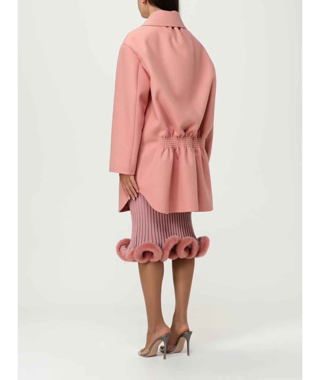 FENDI Розовое шерстяное пальто, фото 4