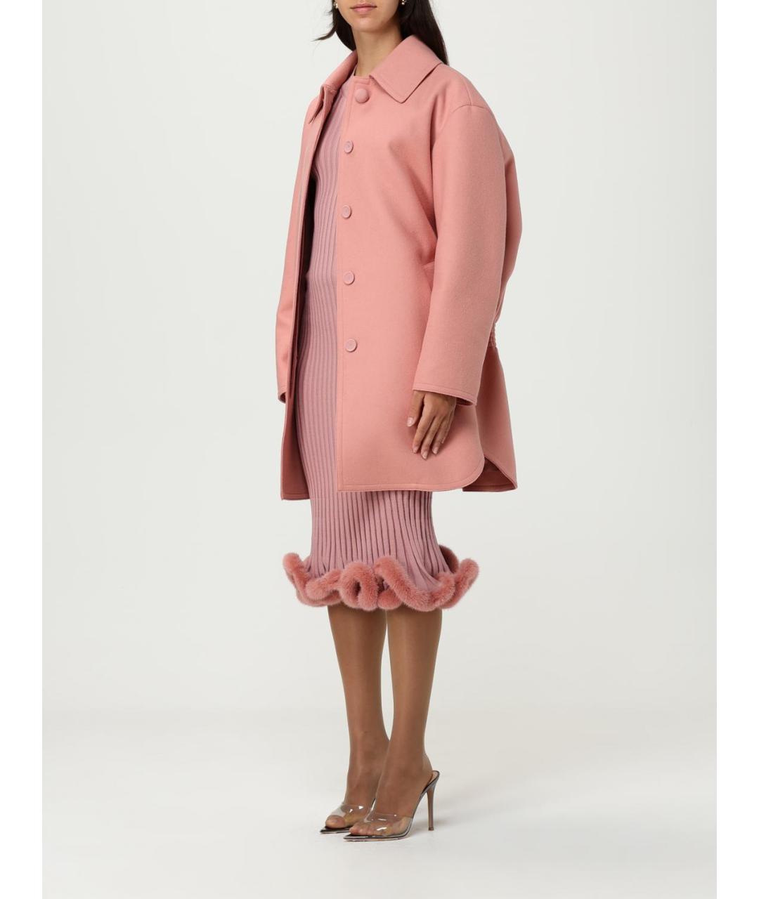 FENDI Розовое шерстяное пальто, фото 5