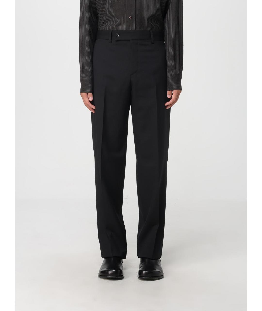 FENDI Черные шерстяные классические брюки, фото 6