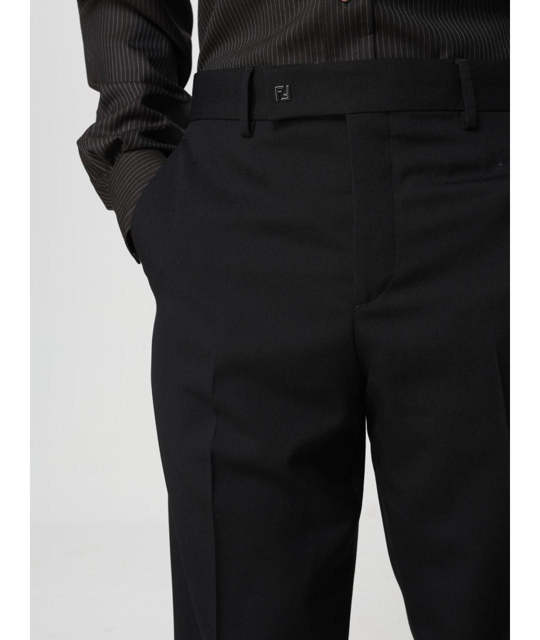 FENDI Черные шерстяные классические брюки, фото 5