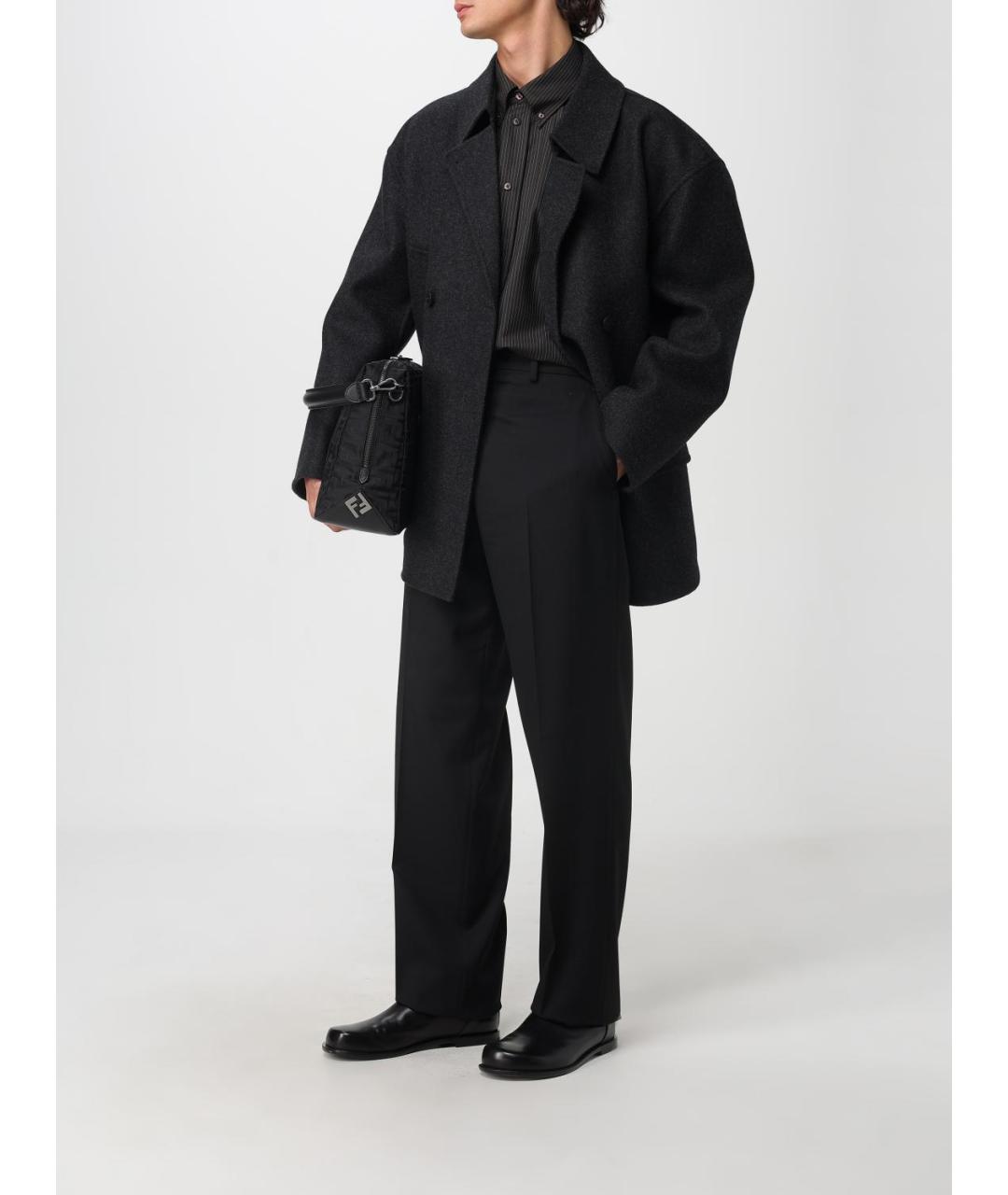FENDI Черные шерстяные классические брюки, фото 2