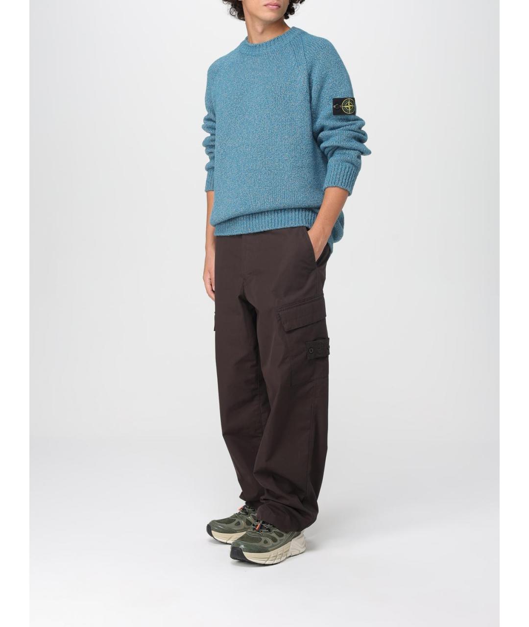 STONE ISLAND Голубой шерстяной джемпер / свитер, фото 3