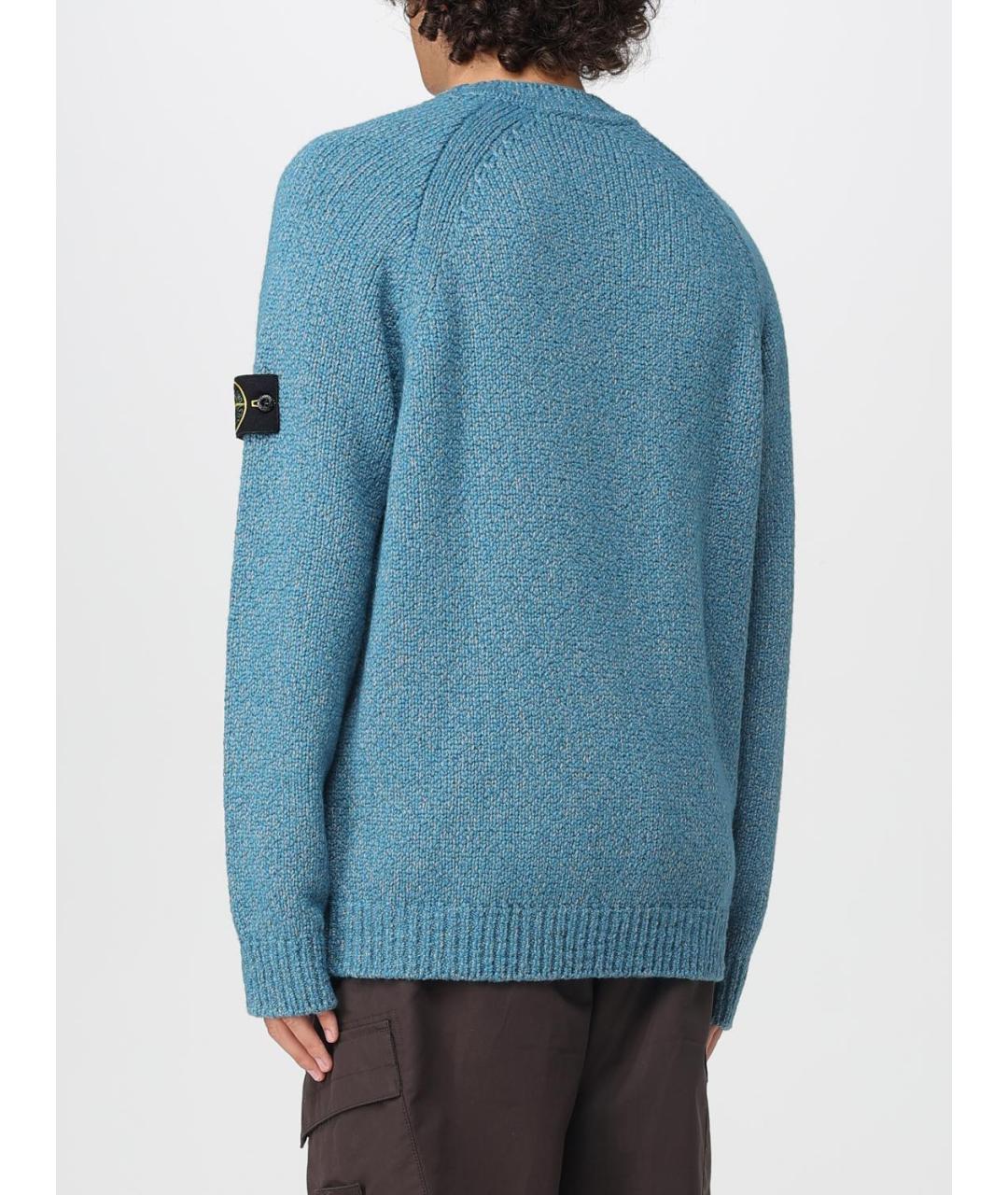 STONE ISLAND Голубой шерстяной джемпер / свитер, фото 4
