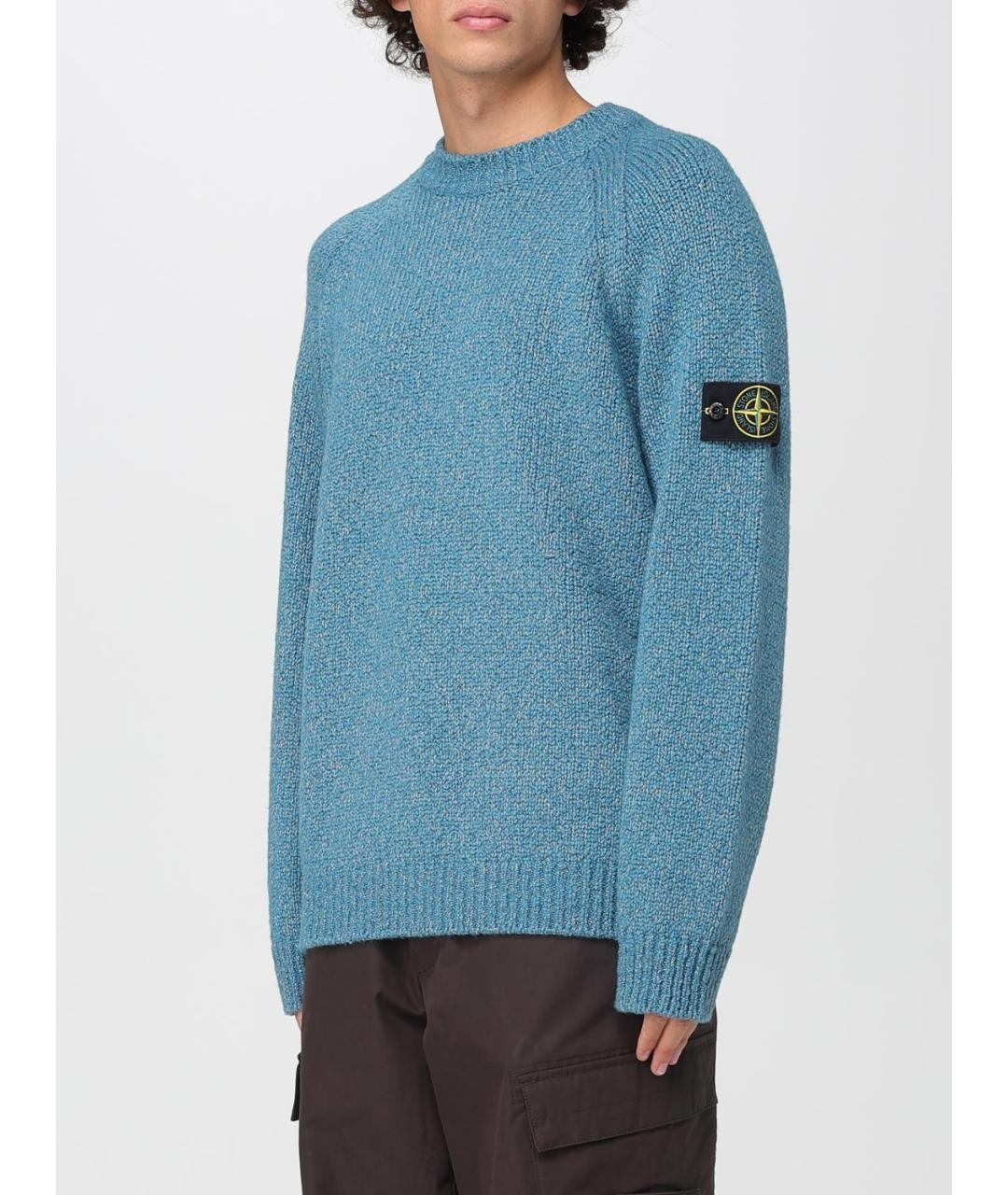 STONE ISLAND Голубой шерстяной джемпер / свитер, фото 5