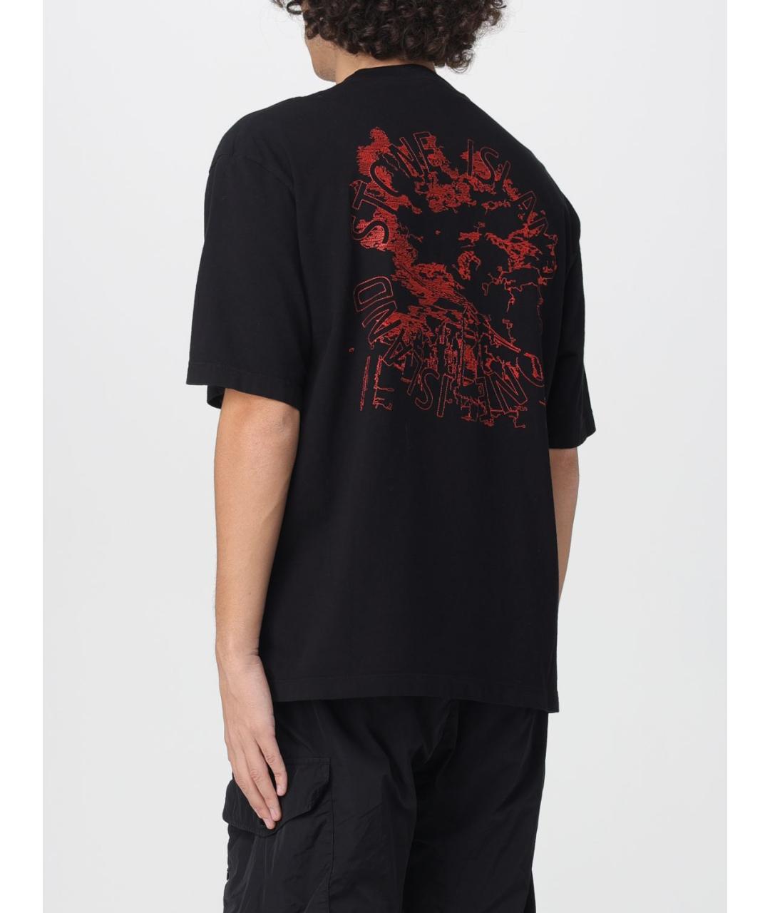 STONE ISLAND Черная хлопковая футболка, фото 4