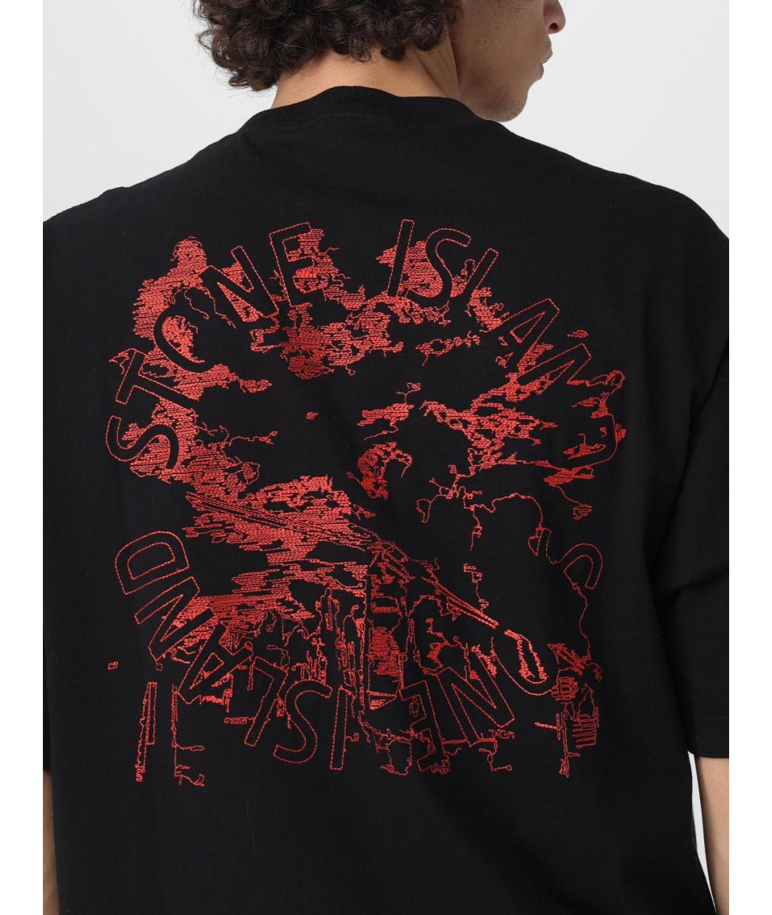 STONE ISLAND Черная хлопковая футболка, фото 6