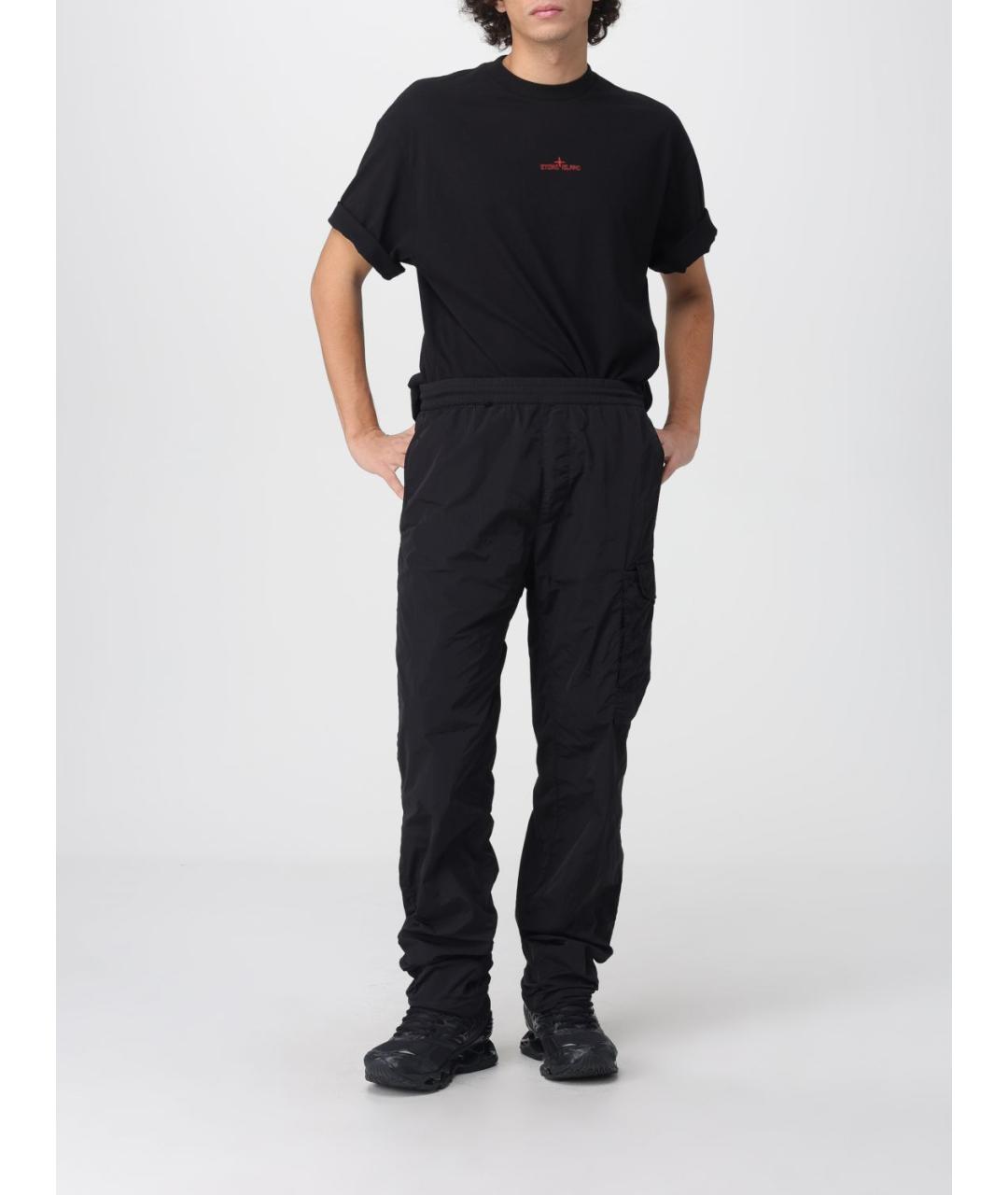 STONE ISLAND Черная хлопковая футболка, фото 3