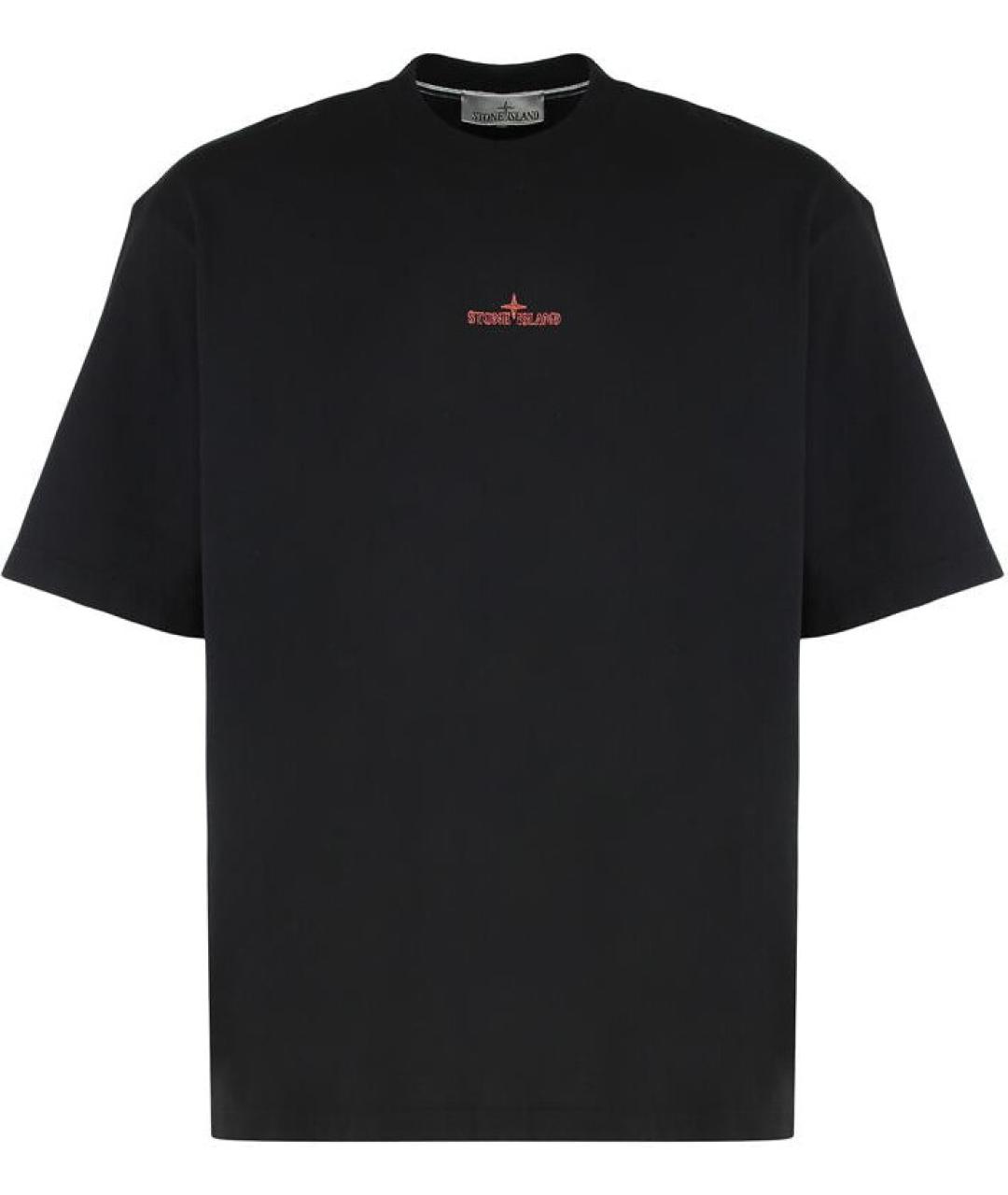 STONE ISLAND Черная хлопковая футболка, фото 1