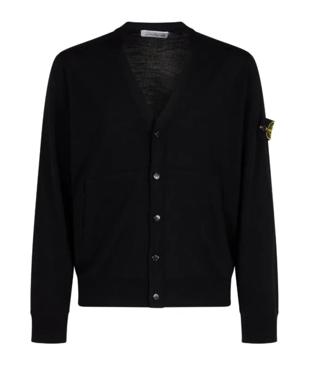 STONE ISLAND Черный шерстяной кардиган, фото 1