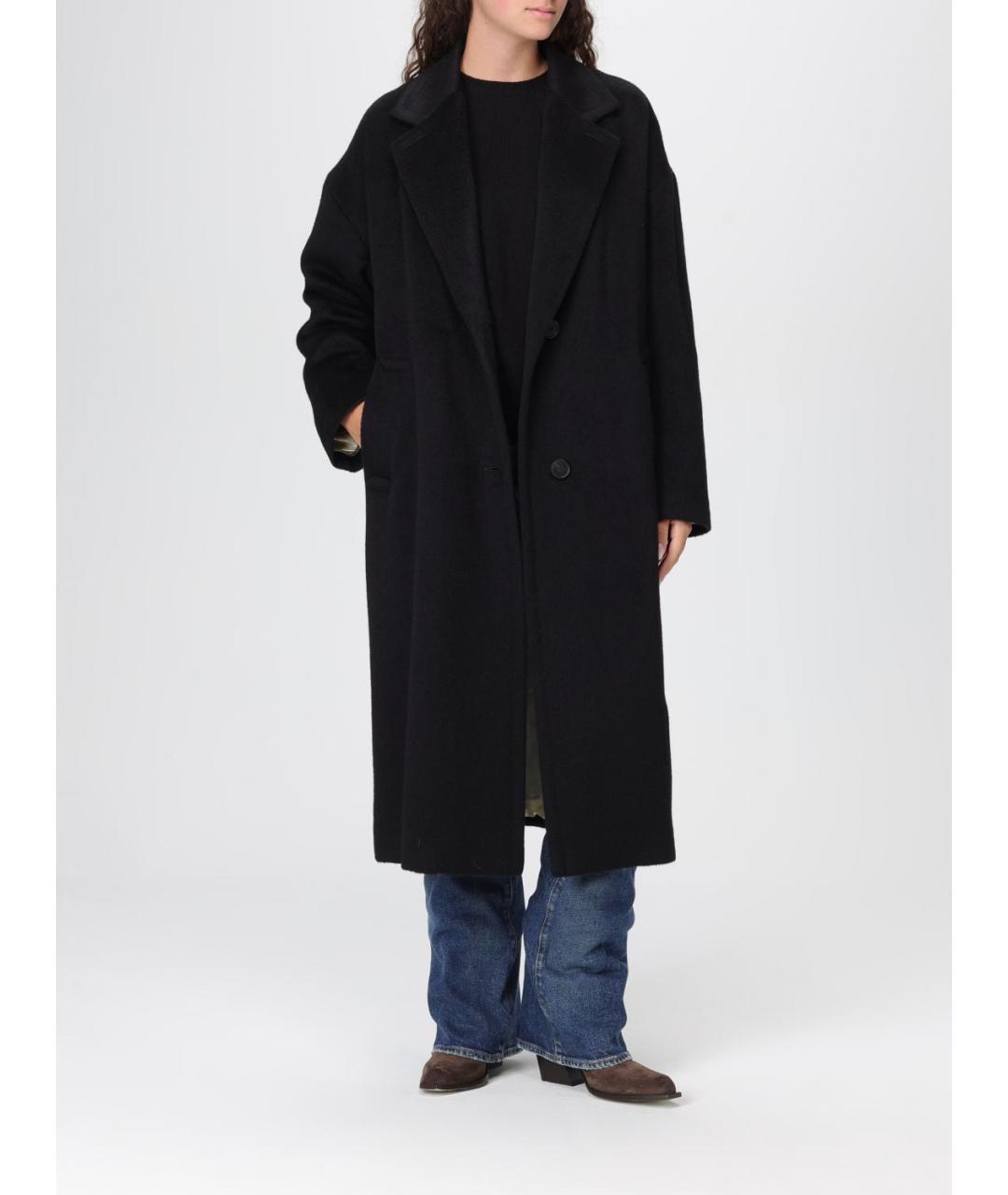 GOLDEN GOOSE DELUXE BRAND Черное шерстяное пальто, фото 3