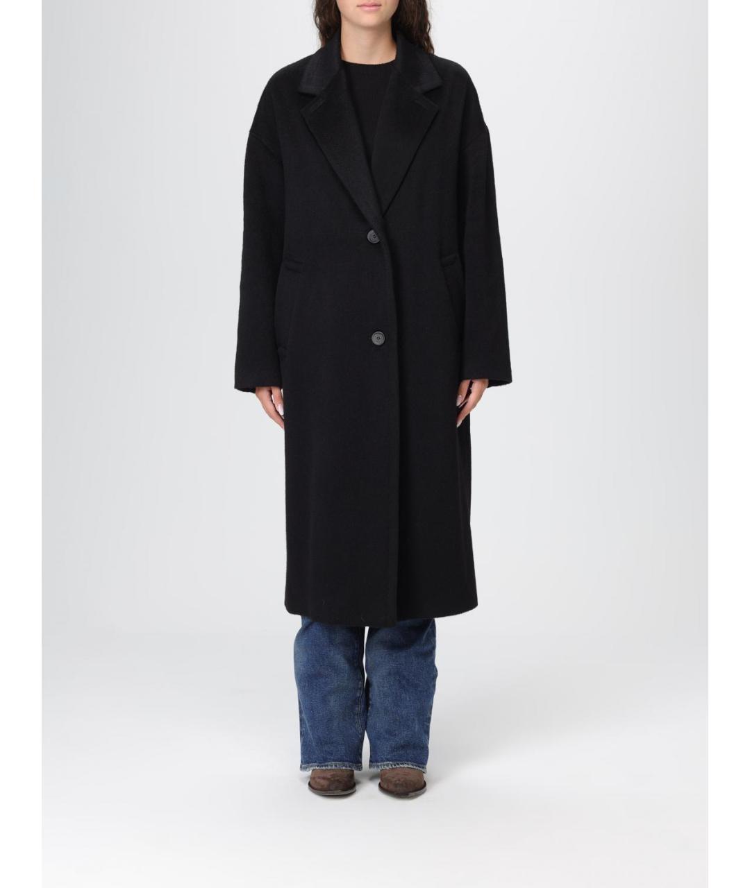 GOLDEN GOOSE DELUXE BRAND Черное шерстяное пальто, фото 2