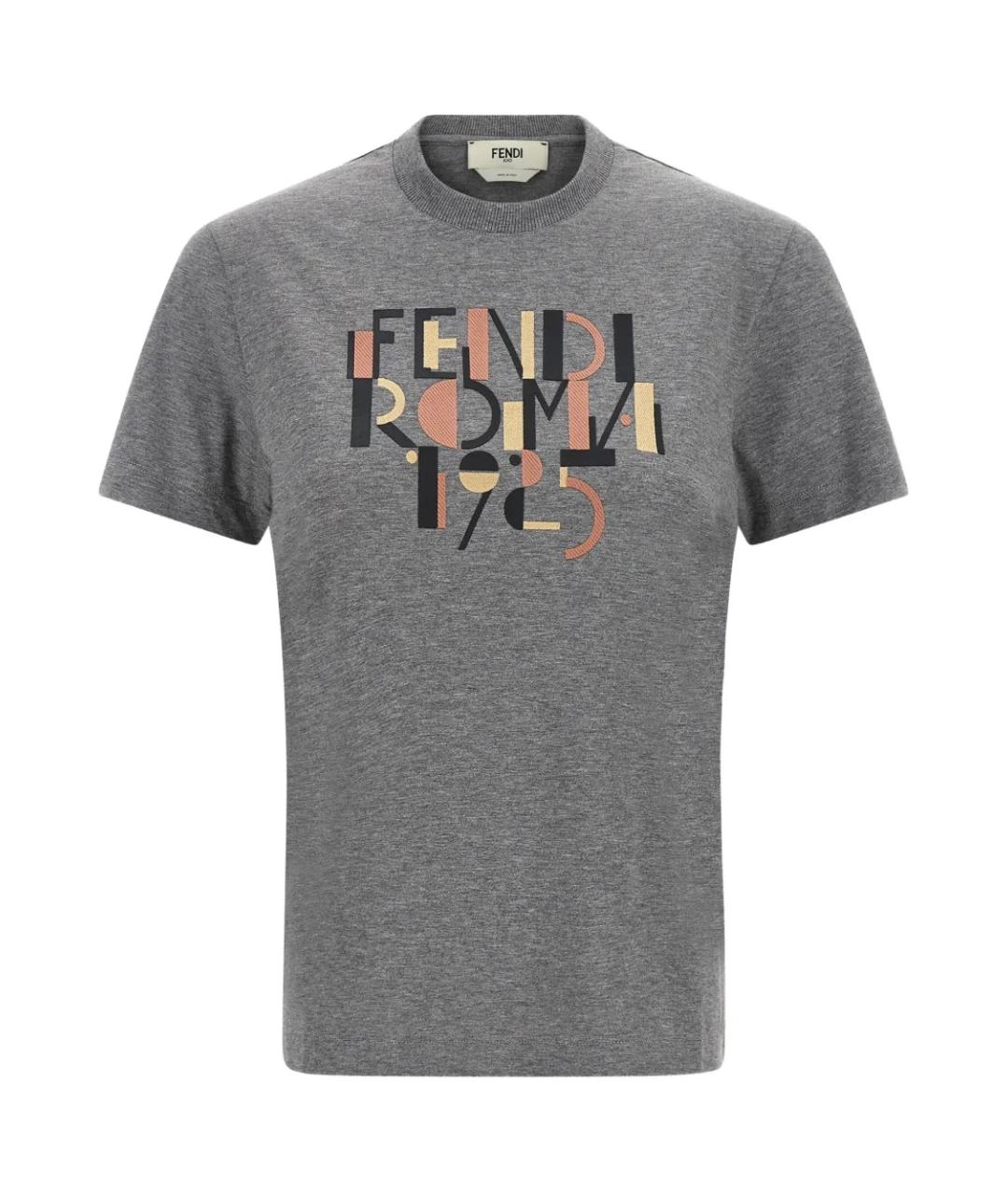 FENDI Серая хлопковая футболка, фото 1