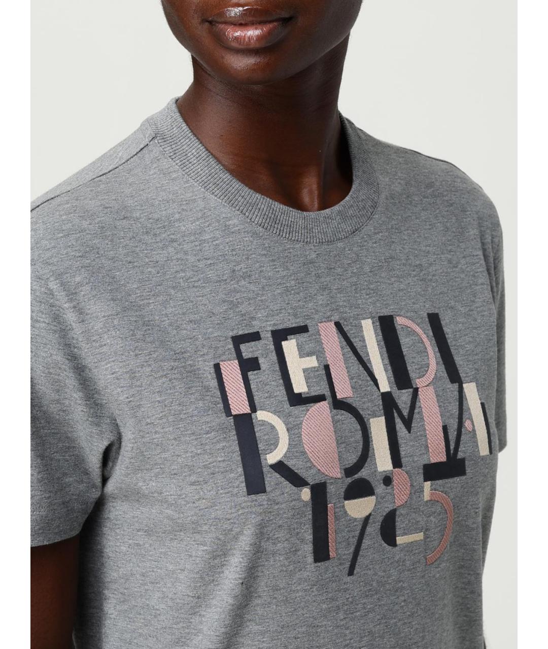 FENDI Серая хлопковая футболка, фото 6