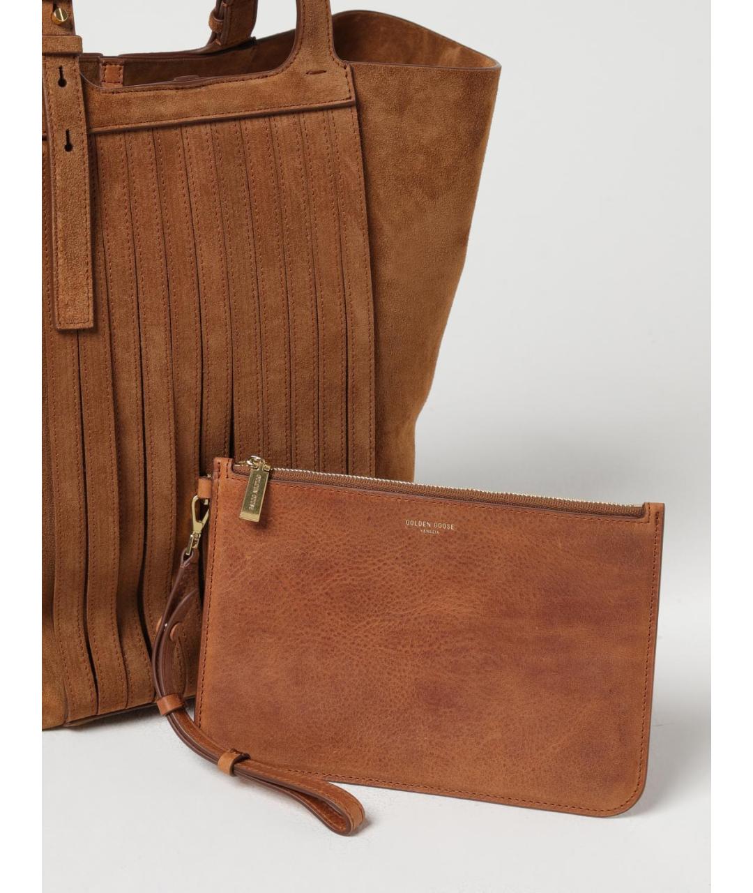 GOLDEN GOOSE DELUXE BRAND Коричневая замшевая сумка тоут, фото 3