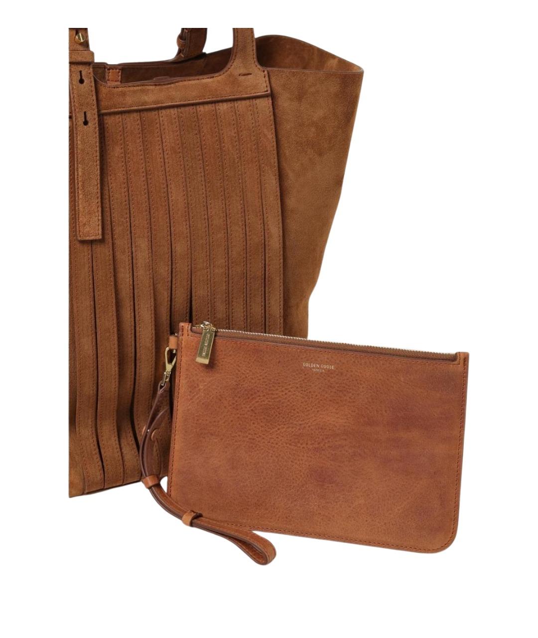 GOLDEN GOOSE DELUXE BRAND Коричневая замшевая сумка тоут, фото 3