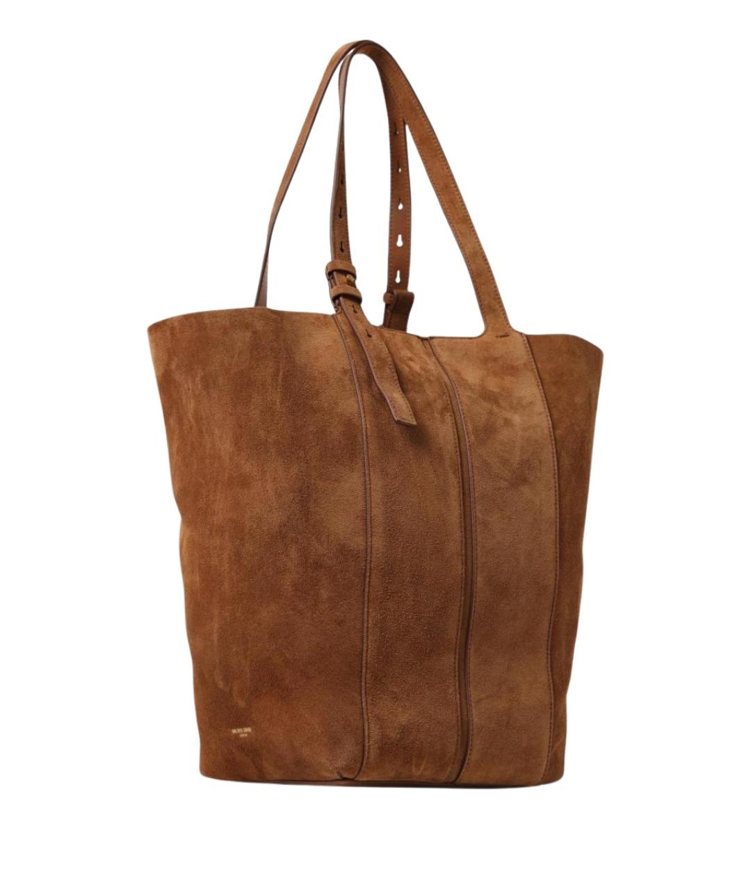 GOLDEN GOOSE DELUXE BRAND Коричневая замшевая сумка тоут, фото 2