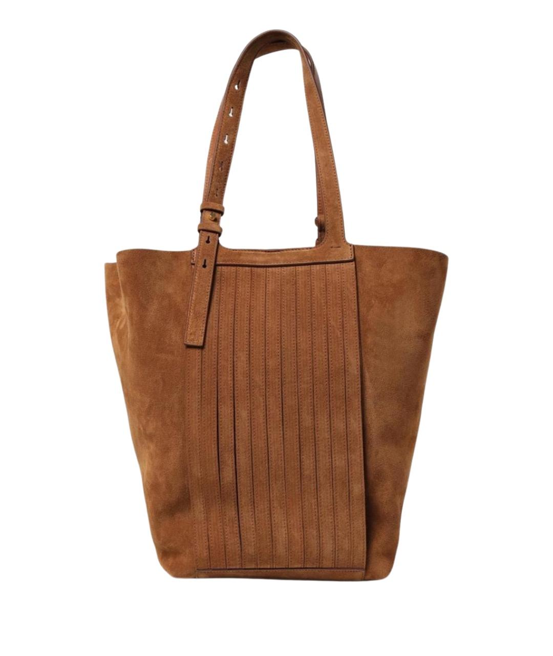 GOLDEN GOOSE DELUXE BRAND Коричневая замшевая сумка тоут, фото 1