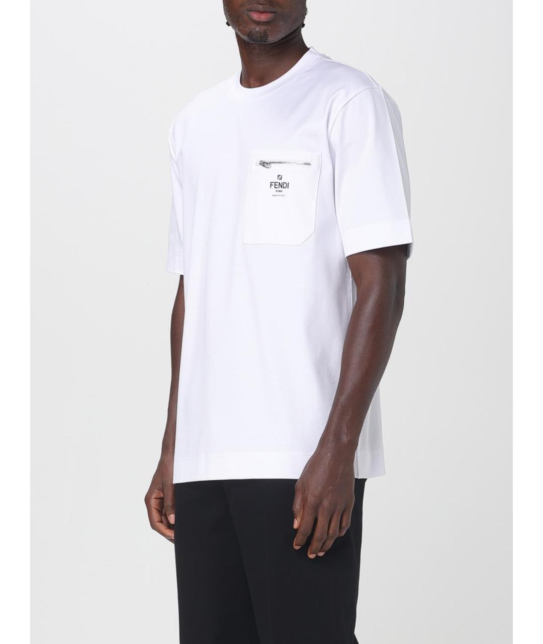 FENDI Белая хлопковая футболка, фото 5
