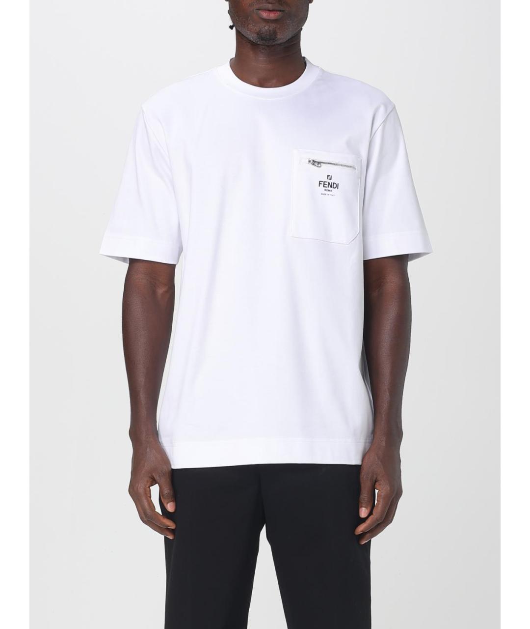 FENDI Белая хлопковая футболка, фото 2