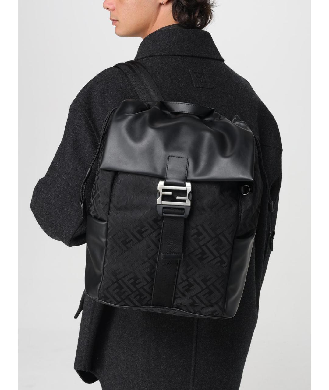 FENDI Черный тканевый рюкзак, фото 2