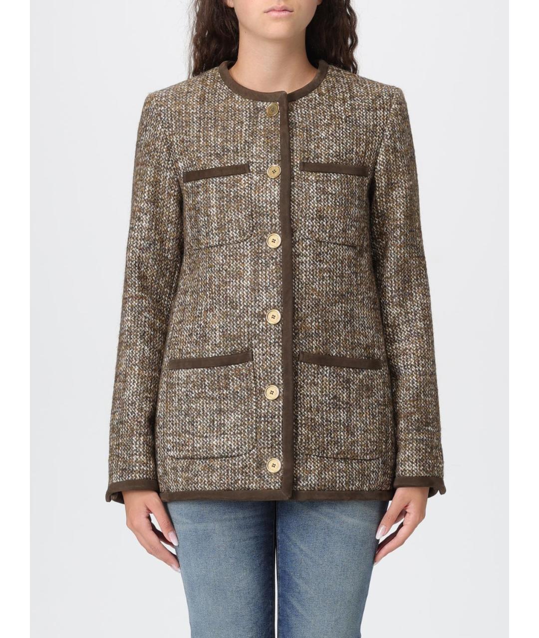 GOLDEN GOOSE DELUXE BRAND Коричневое полиэстеровое пальто, фото 2