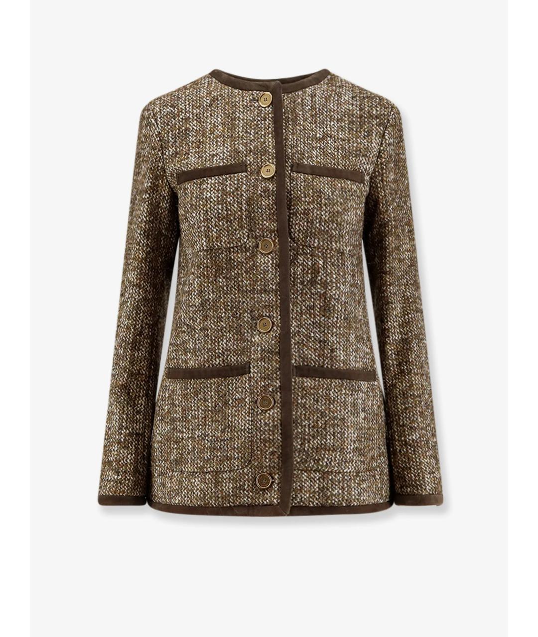 GOLDEN GOOSE DELUXE BRAND Коричневое полиэстеровое пальто, фото 1