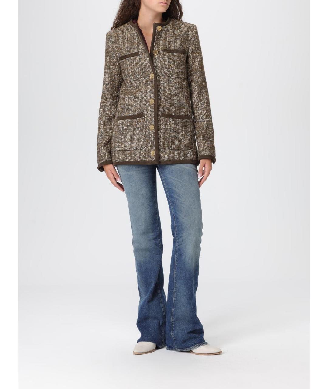 GOLDEN GOOSE DELUXE BRAND Коричневое полиэстеровое пальто, фото 3