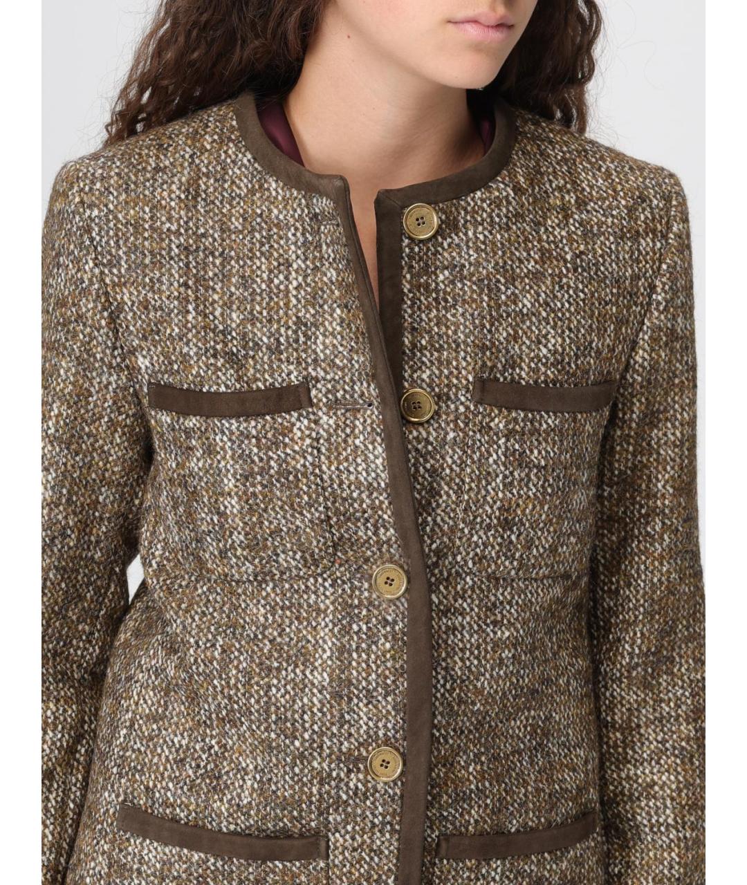 GOLDEN GOOSE DELUXE BRAND Коричневое полиэстеровое пальто, фото 6