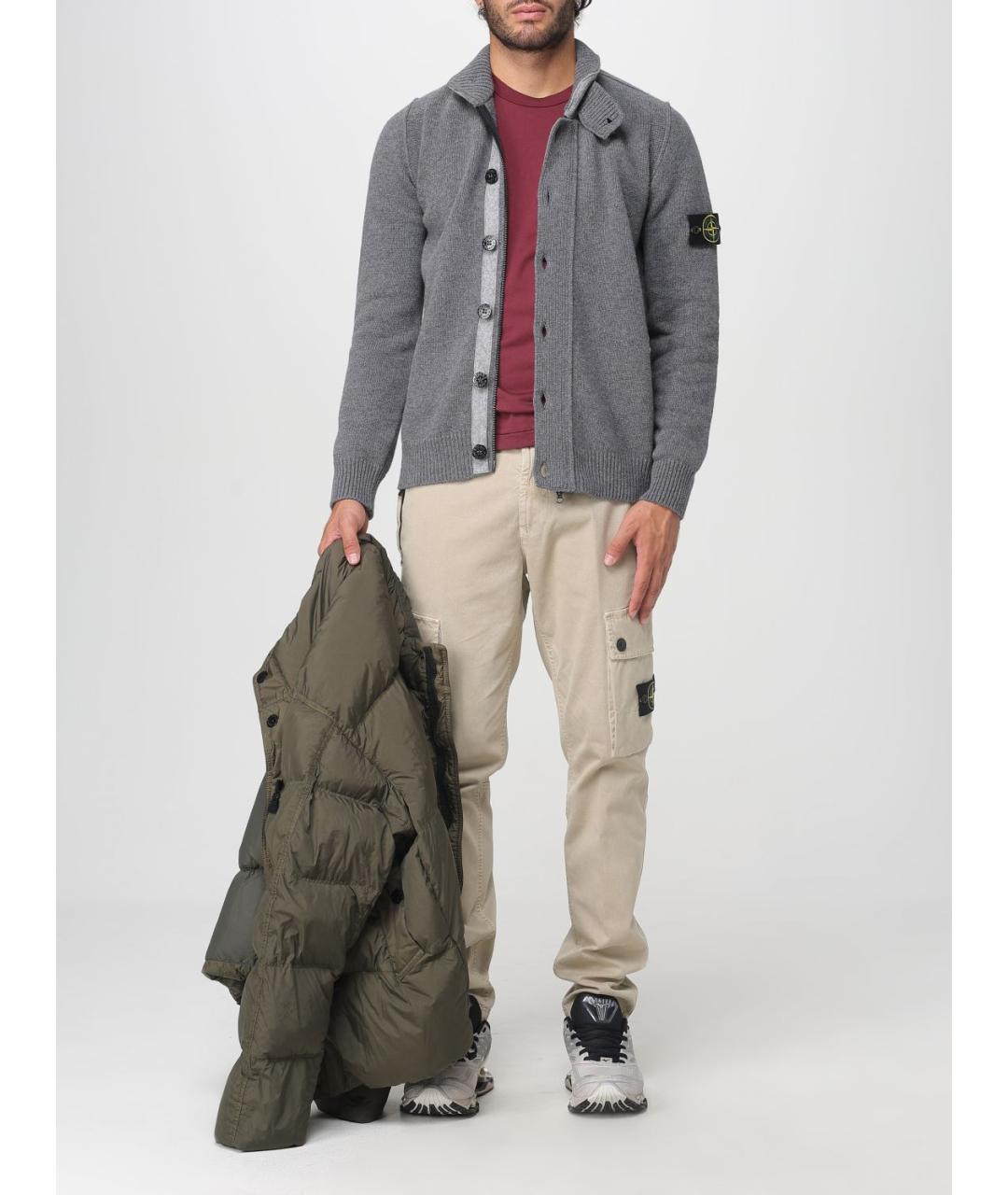 STONE ISLAND Бежевые хлопковые повседневные брюки, фото 2