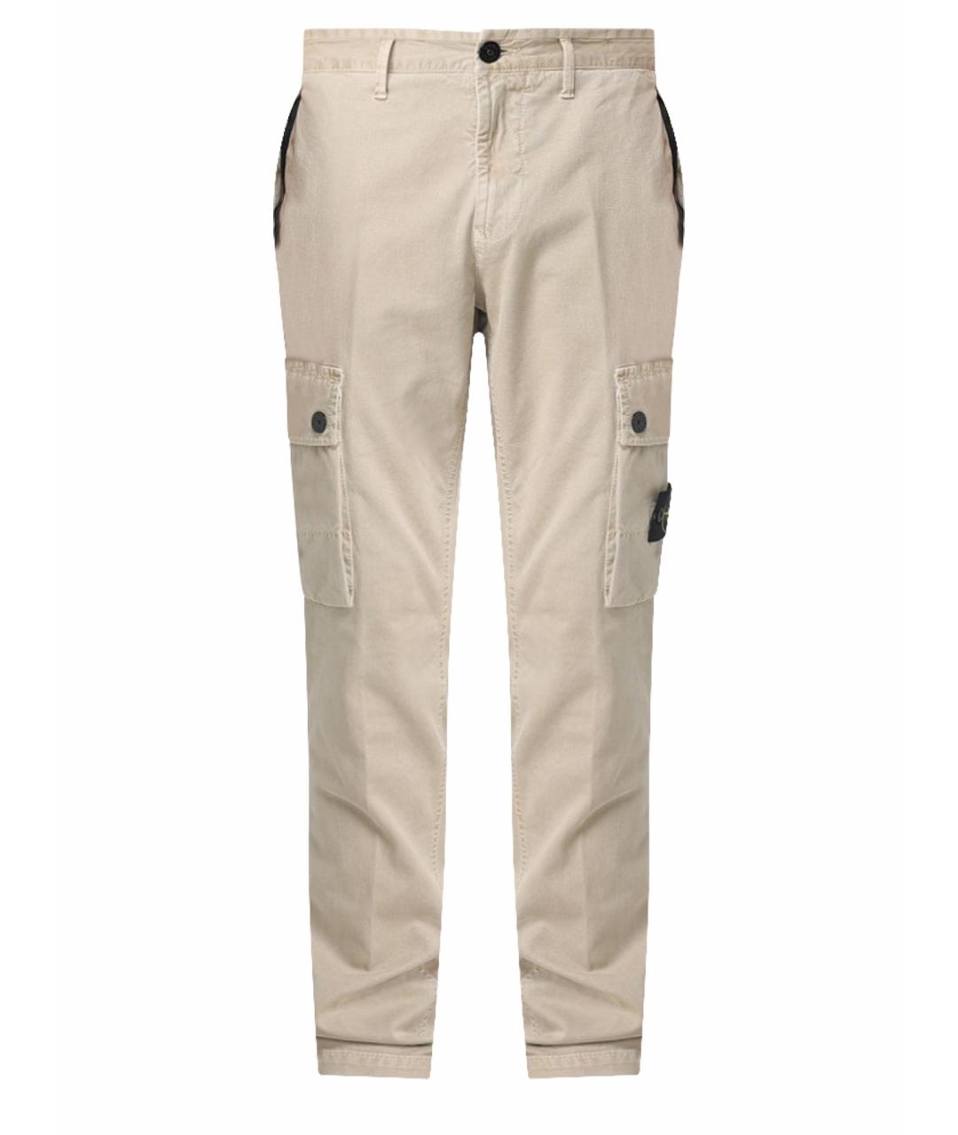 STONE ISLAND Бежевые хлопковые повседневные брюки, фото 1