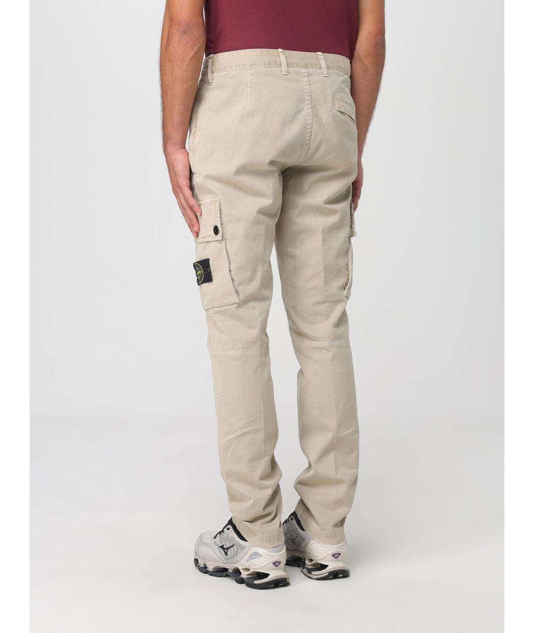 STONE ISLAND Бежевые хлопковые повседневные брюки, фото 3