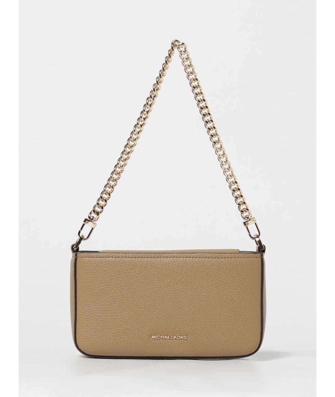 MICHAEL KORS Бежевая кожаная сумка через плечо, фото 4