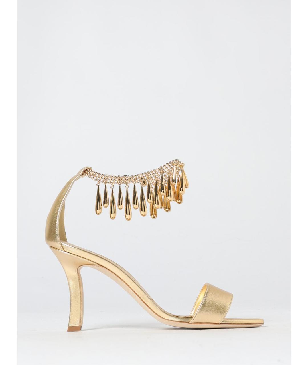 MANOLO BLAHNIK Золотые кожаные босоножки, фото 5