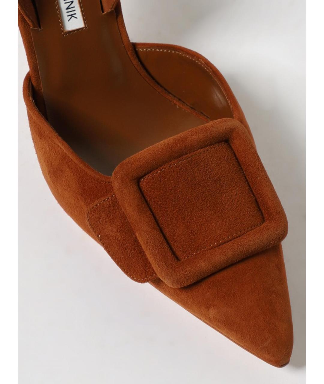 MANOLO BLAHNIK Коричневые замшевые туфли, фото 4