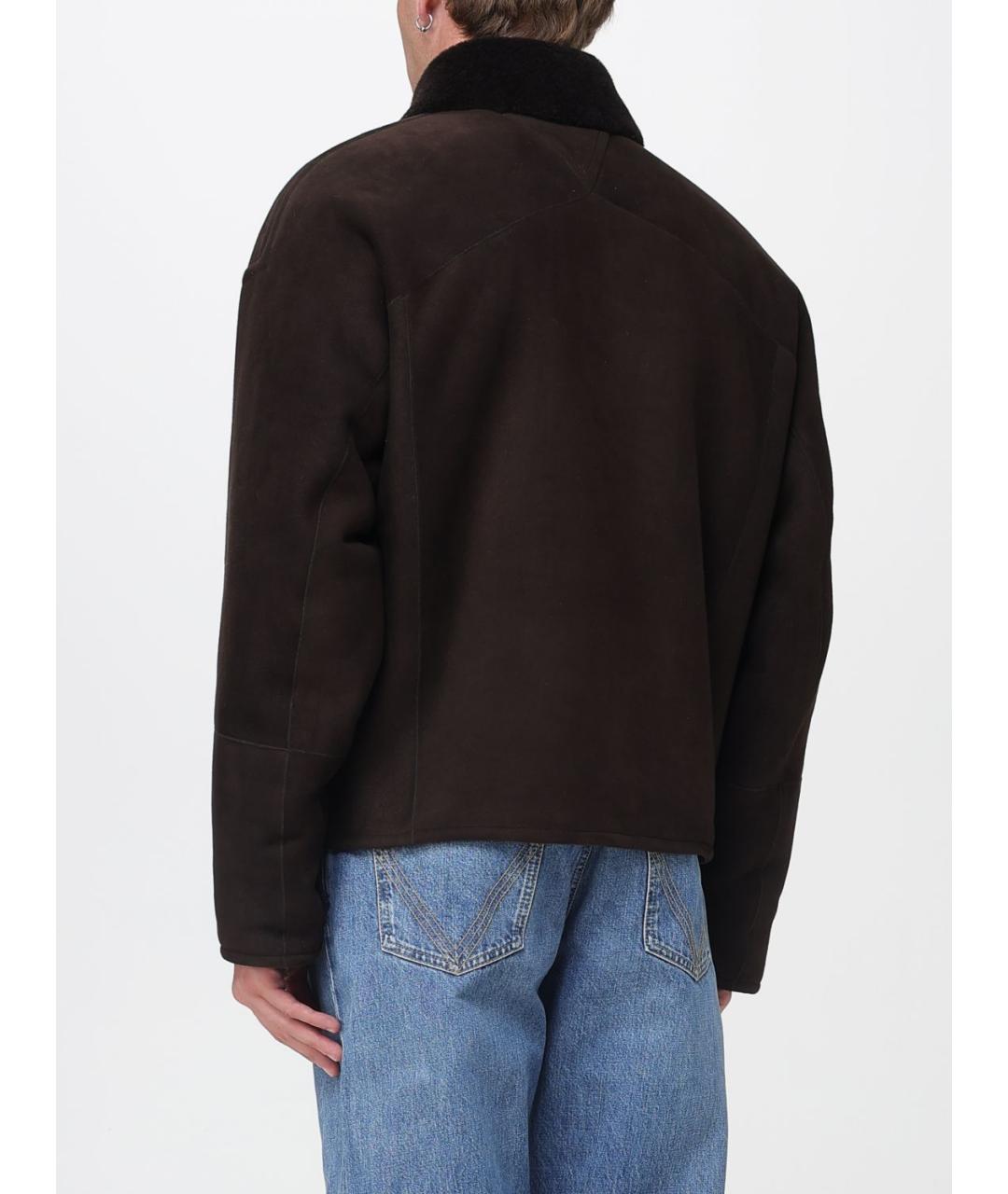 BOTTEGA VENETA Коричневая кожаная дубленка/шуба, фото 4